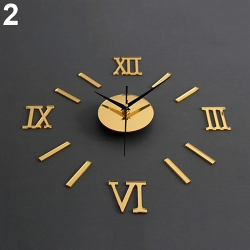 3D акриловая зеркальная поверхность, римские цифры, настенные часы, наклейки для домашнего декора 10WG Изображение 1