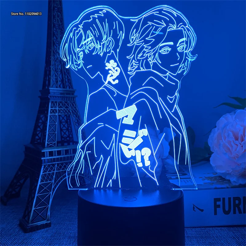 3D Креативный Красочный Сенсорный Акриловый Ночник С Дистанционным Управлением Anime Tokyo Avenger Led Настольная Лампа Изображение 4