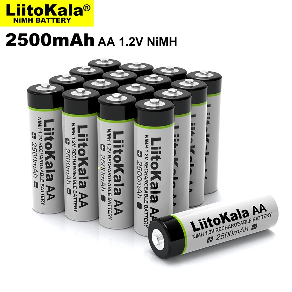 40 шт. /ЛОТ Liitokala 1.2 V AA 2500mAh Ni-MH Аккумуляторная батарея для температурного пистолета, мыши с дистанционным управлением, игрушечных батареек Изображение 2