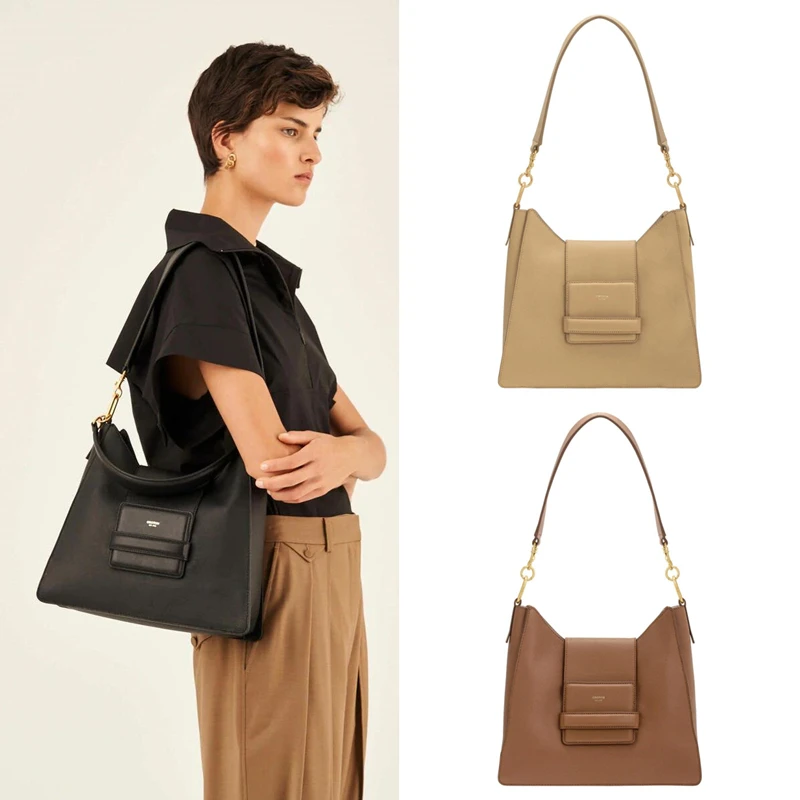 Oroton 2023, Новая модная универсальная женская сумка из французской натуральной кожи, Темпераментная сумка с вырезанной кнопкой Изображение 0