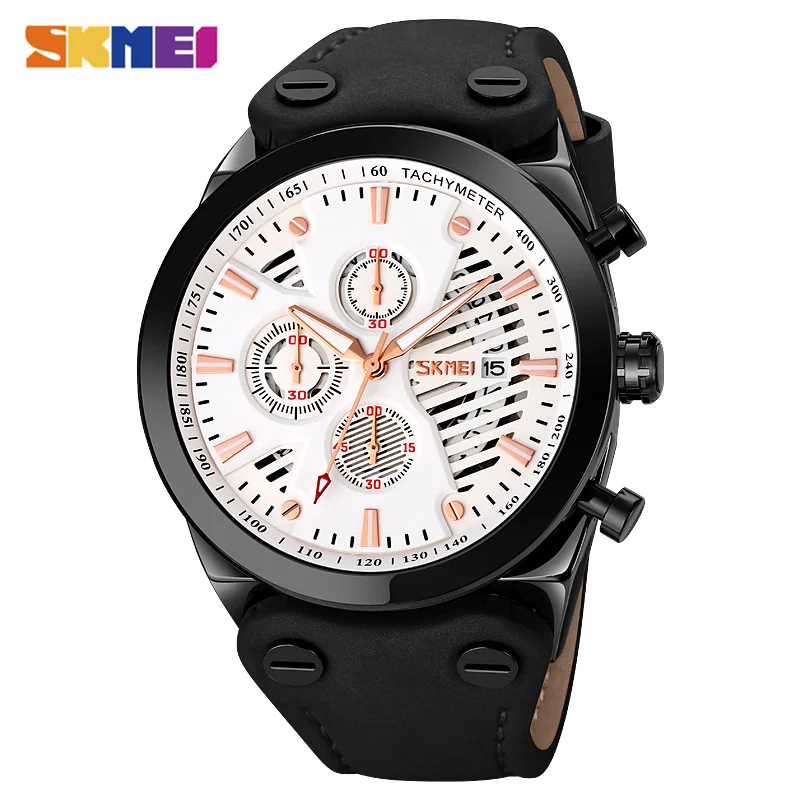 SKMEI Новые Модные Спортивные мужские часы Секундомер Дата Роскошные Деловые Водонепроницаемые Часы для мужчин Кварцевые наручные часы Reloj Hombre Изображение 0