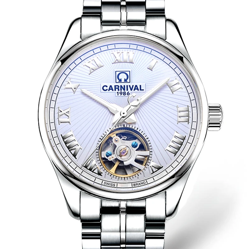 Switzerland Carnival Автоматические Механические Мужские часы Роскошного бренда Sapphire Waterproof Skeleton Flywheel Clocks C8660-1 Изображение 1