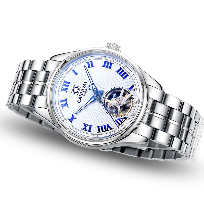 Switzerland Carnival Автоматические Механические Мужские часы Роскошного бренда Sapphire Waterproof Skeleton Flywheel Clocks C8660-1 Изображение 3