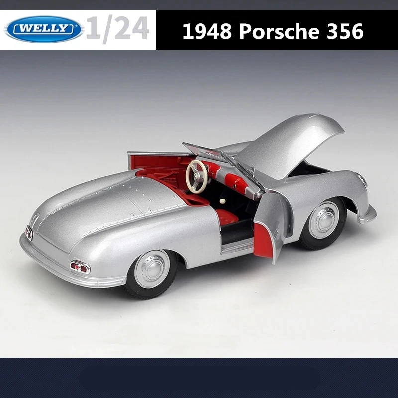 WELLY 1:24 1948 Porsche 356 № 1 Roadster Модель Автомобиля Из Сплава, Отлитая под давлением Металлическая Игрушечная Модель Автомобиля, Коллекция Симуляторов, Подарки, Игрушки для Мальчиков Изображение 3