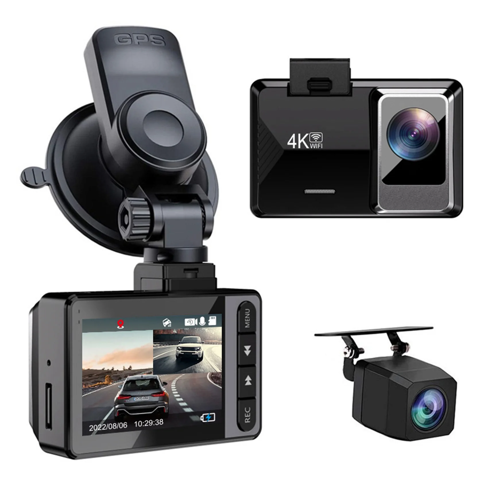 Автомобильный видеорегистратор с камерой 4K и 1080P, видеомагнитофон, WIFI, GPS, видеорегистратор, автомобильный регистратор ночного видения для автомобиля Изображение 0