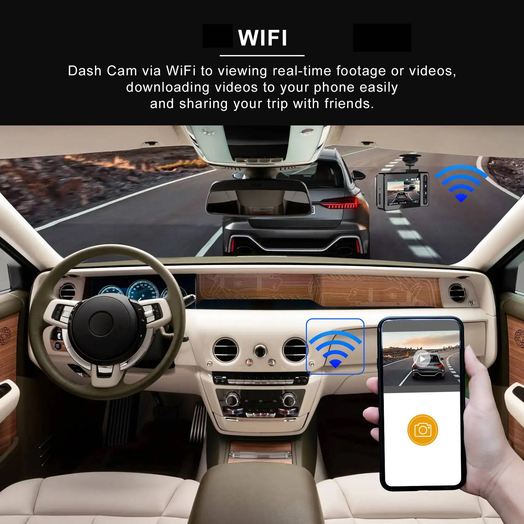 Автомобильный видеорегистратор с камерой 4K и 1080P, видеомагнитофон, WIFI, GPS, видеорегистратор, автомобильный регистратор ночного видения для автомобиля Изображение 5