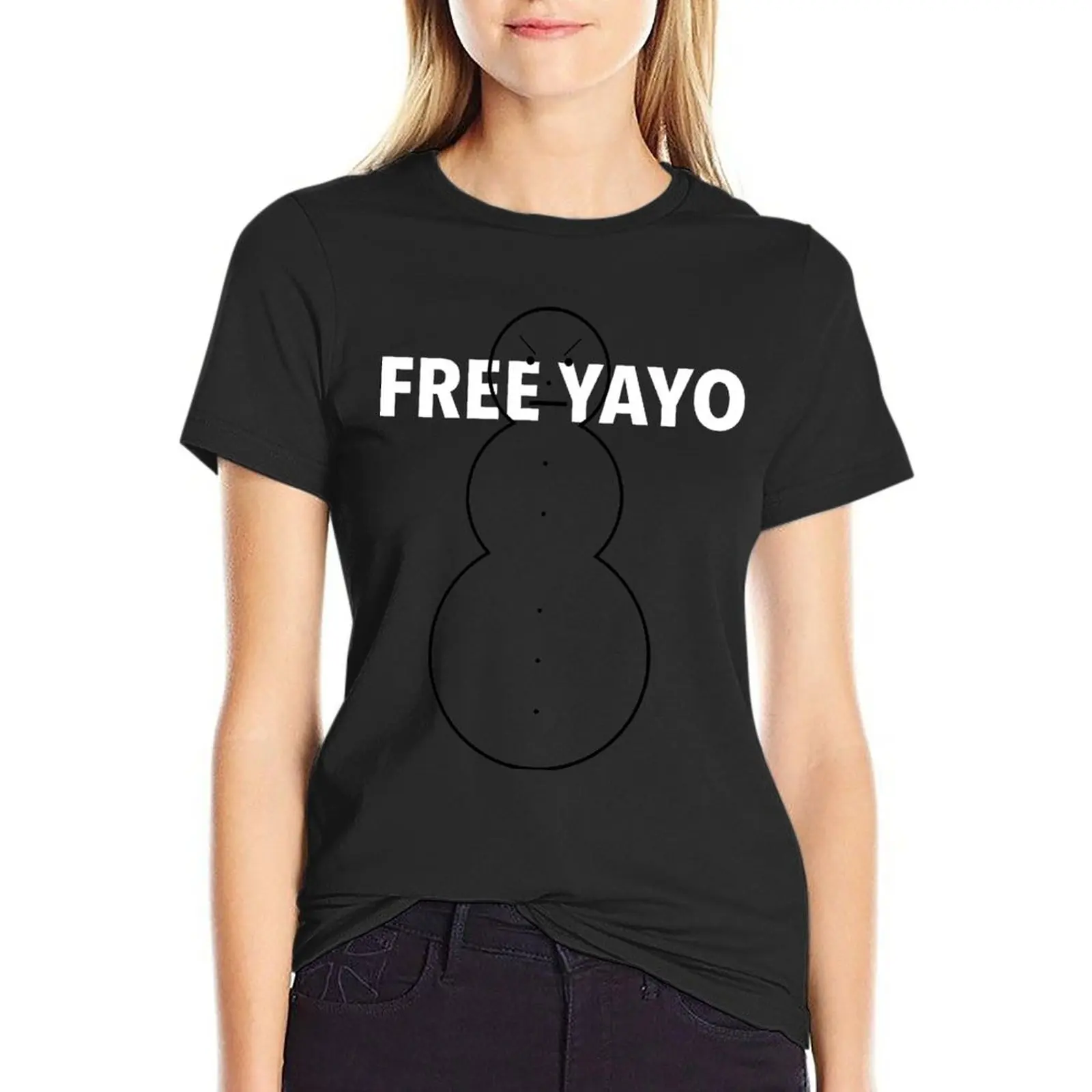 БЕСПЛАТНАЯ футболка YAYO - Angry Snowman, топы размера плюс, одежда kawaii, короткая футболка, футболка для женщин Изображение 0
