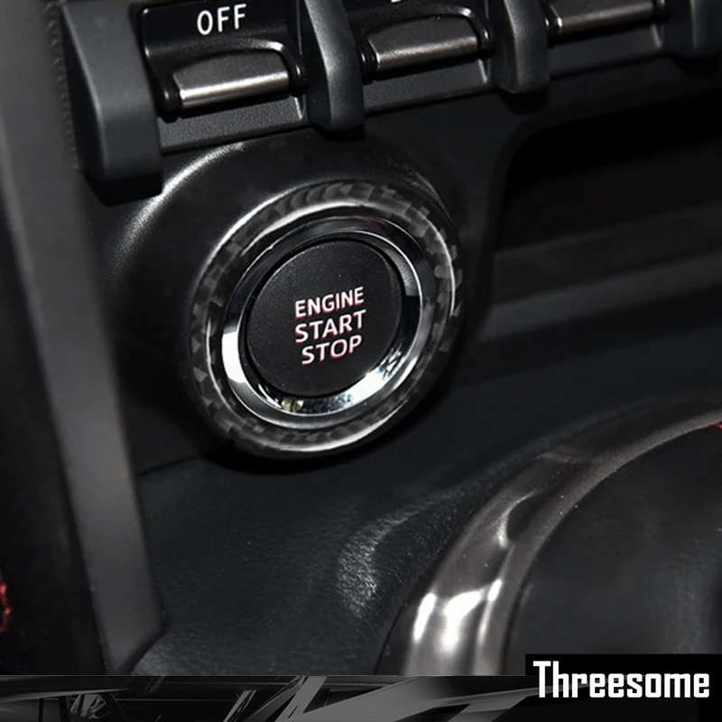 Декоративное кольцо для кнопки запуска двигателя автомобиля из углеродного волокна, наклейки для Subaru BRZ Toyota 86 2013 2014 2015 2016 Изображение 0