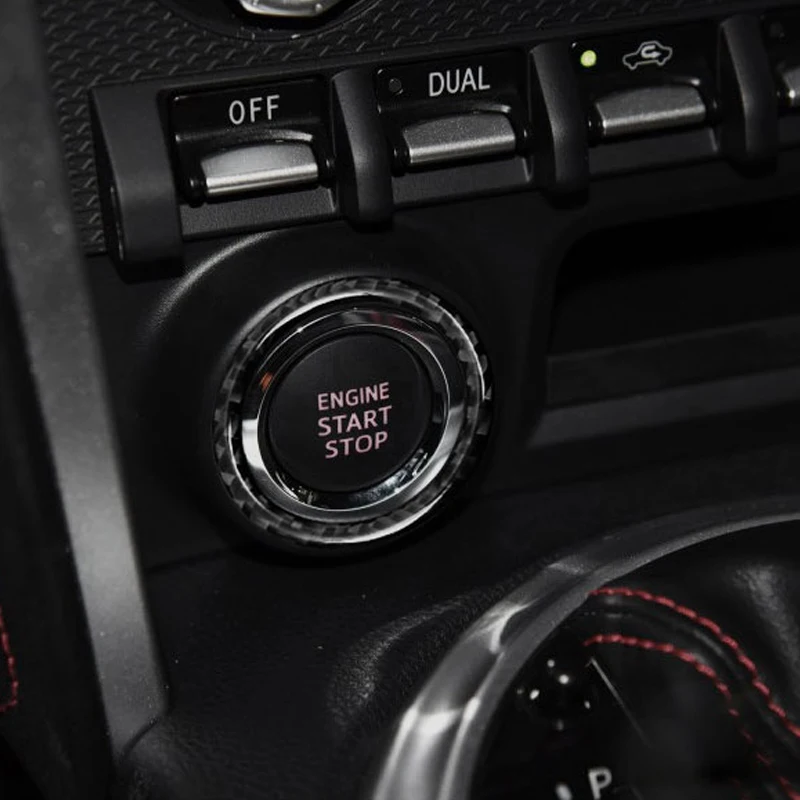 Декоративное кольцо для кнопки запуска двигателя автомобиля из углеродного волокна, наклейки для Subaru BRZ Toyota 86 2013 2014 2015 2016 Изображение 1