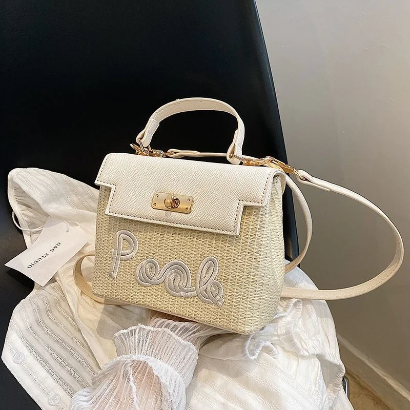 Женская соломенная сумка Женская летняя маленькая популярная сумка высокого качества во французском стиле Маленькая квадратная сумка-мессенджер Изображение 2