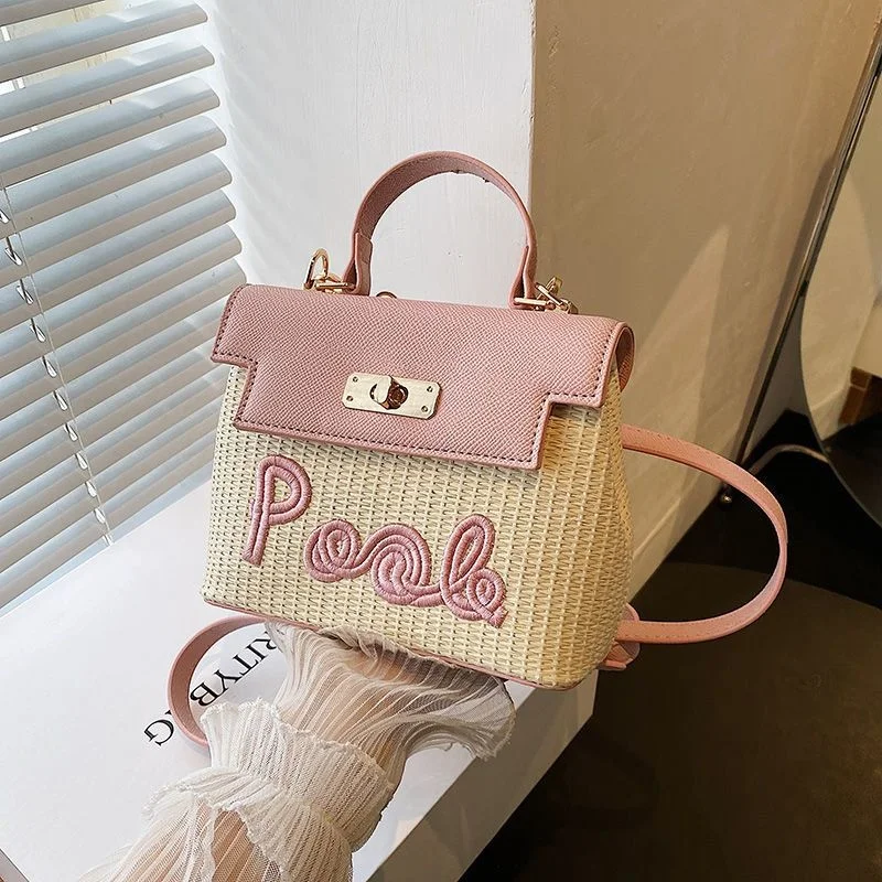 Женская соломенная сумка Женская летняя маленькая популярная сумка высокого качества во французском стиле Маленькая квадратная сумка-мессенджер Изображение 4
