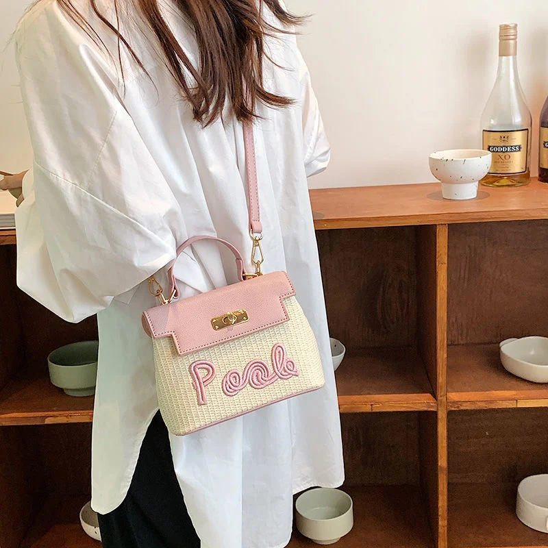 Женская соломенная сумка Женская летняя маленькая популярная сумка высокого качества во французском стиле Маленькая квадратная сумка-мессенджер Изображение 5