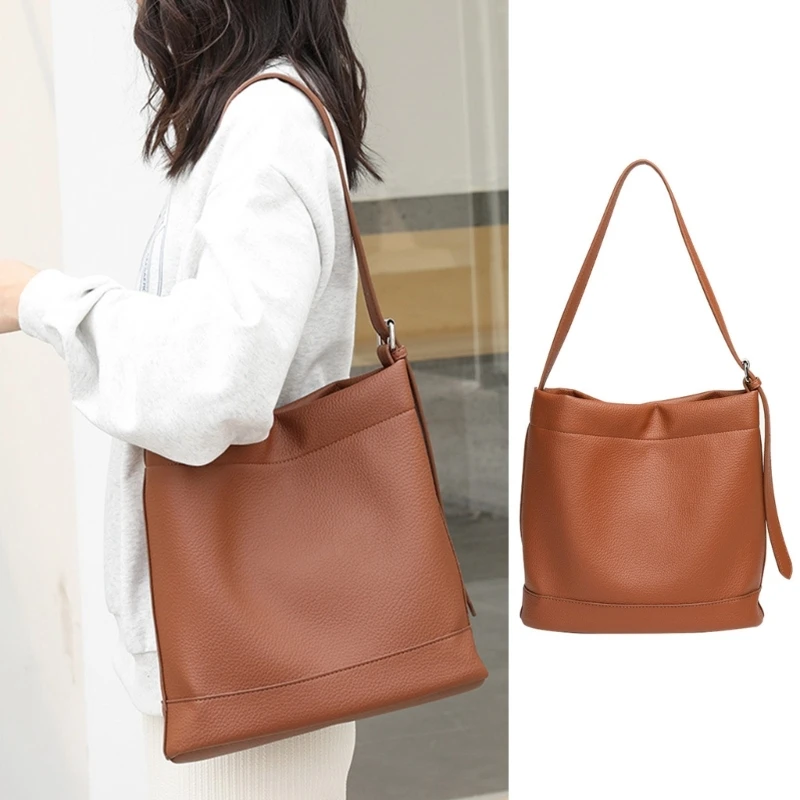 Женская сумка через плечо в корейском стиле, мягкая искусственная кожа, однотонная сумка через плечо, женская повседневная сумка для путешествий и работы, сумка большой емкости Изображение 0