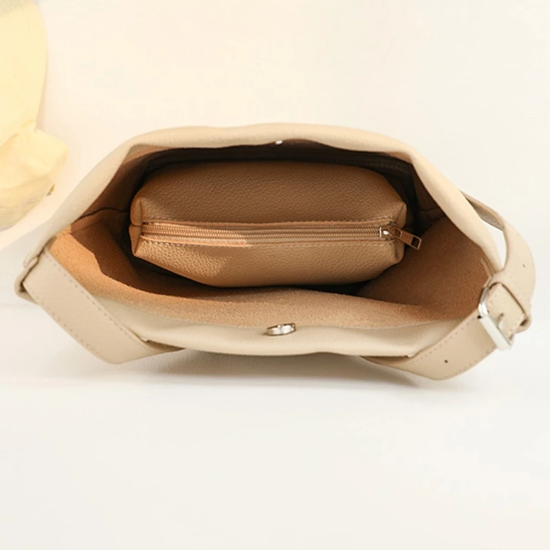 Женская сумка через плечо в корейском стиле, мягкая искусственная кожа, однотонная сумка через плечо, женская повседневная сумка для путешествий и работы, сумка большой емкости Изображение 4