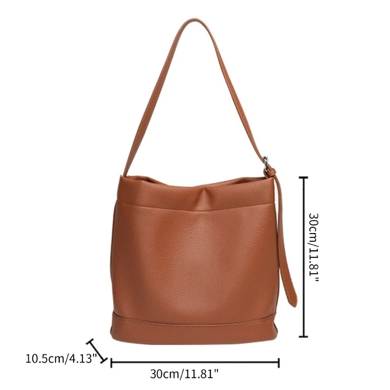 Женская сумка через плечо в корейском стиле, мягкая искусственная кожа, однотонная сумка через плечо, женская повседневная сумка для путешествий и работы, сумка большой емкости Изображение 5