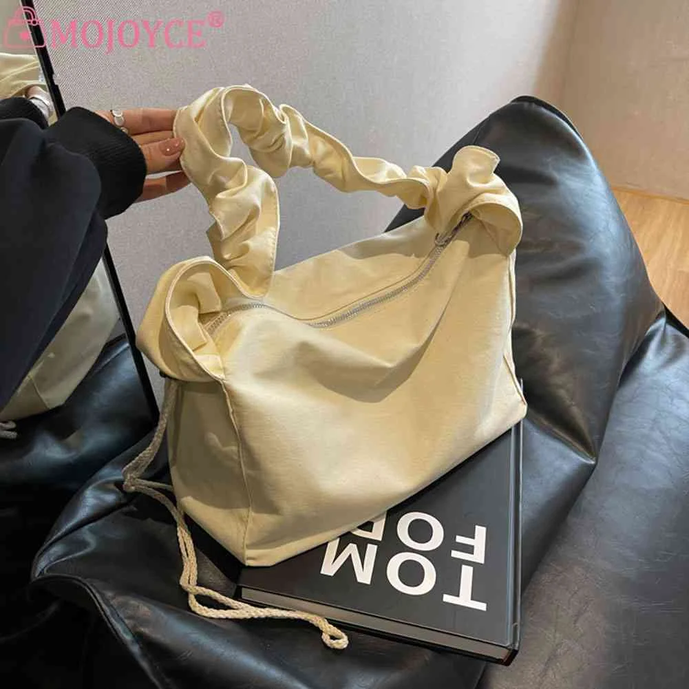 Женские сумки-тоут на шнурке, модная женская сумка для поездок на работу, плиссированная портативная однотонная женская элегантная сумочка большой емкости Изображение 1