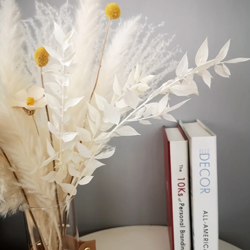 Камин серии white в богемном стиле, декоративный букет из сухих цветов, маленький тростниковый золотой шар, место проведения свадьбы из сухих цветов Изображение 3