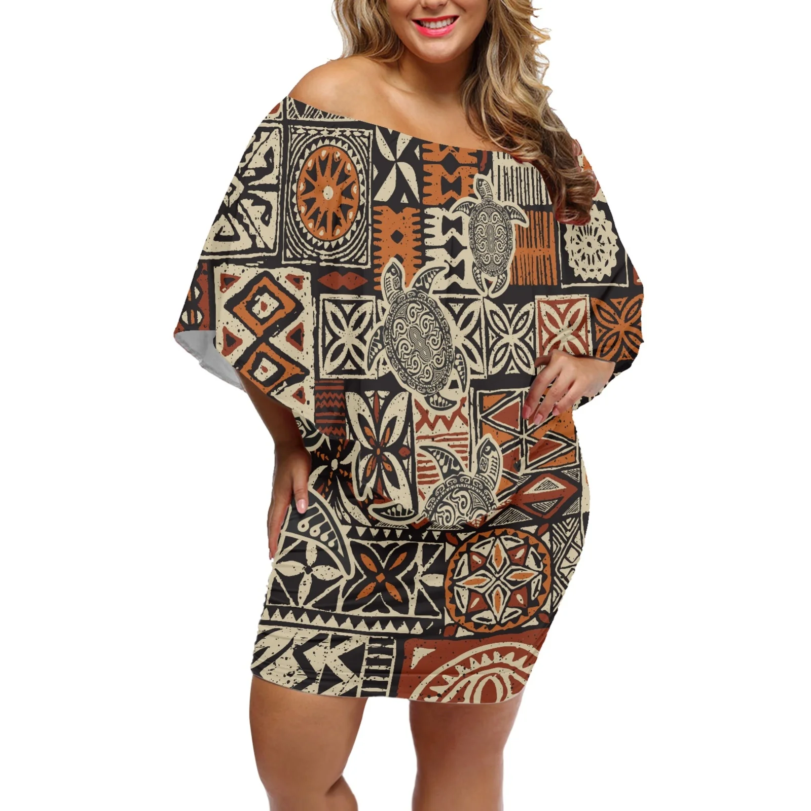 Летняя женская короткая юбка, модная сексуальная полинезийская этническая печать, Роскошная накидка с цветком гибискуса, офисное платье Изображение 3