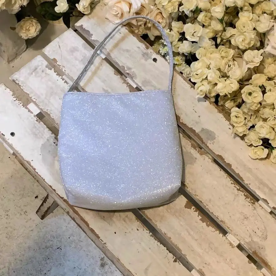 Летняя новая серебристая сумка через плечо 2023 года, универсальная INS, минималистичная модная ручная сумка с блестками, женская маленькая сумка для тела Изображение 5