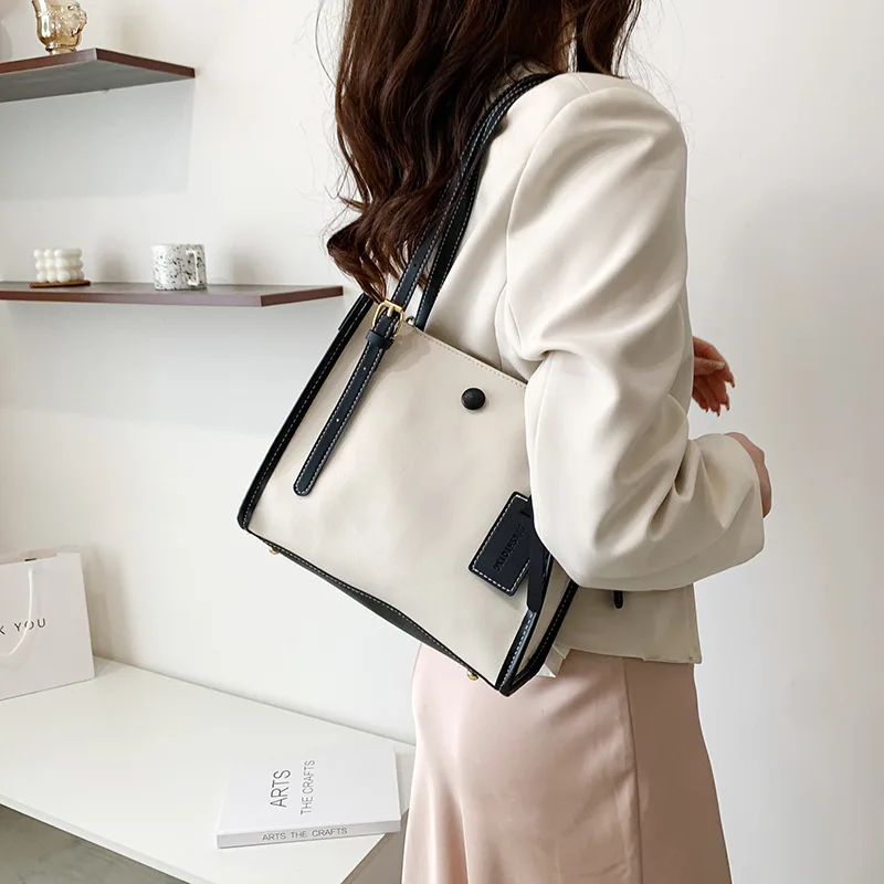 Модная дизайнерская женская сумка-тоут, повседневные однотонные простые сумки через плечо большой емкости или женские 2023 Новые женские сумки Изображение 1