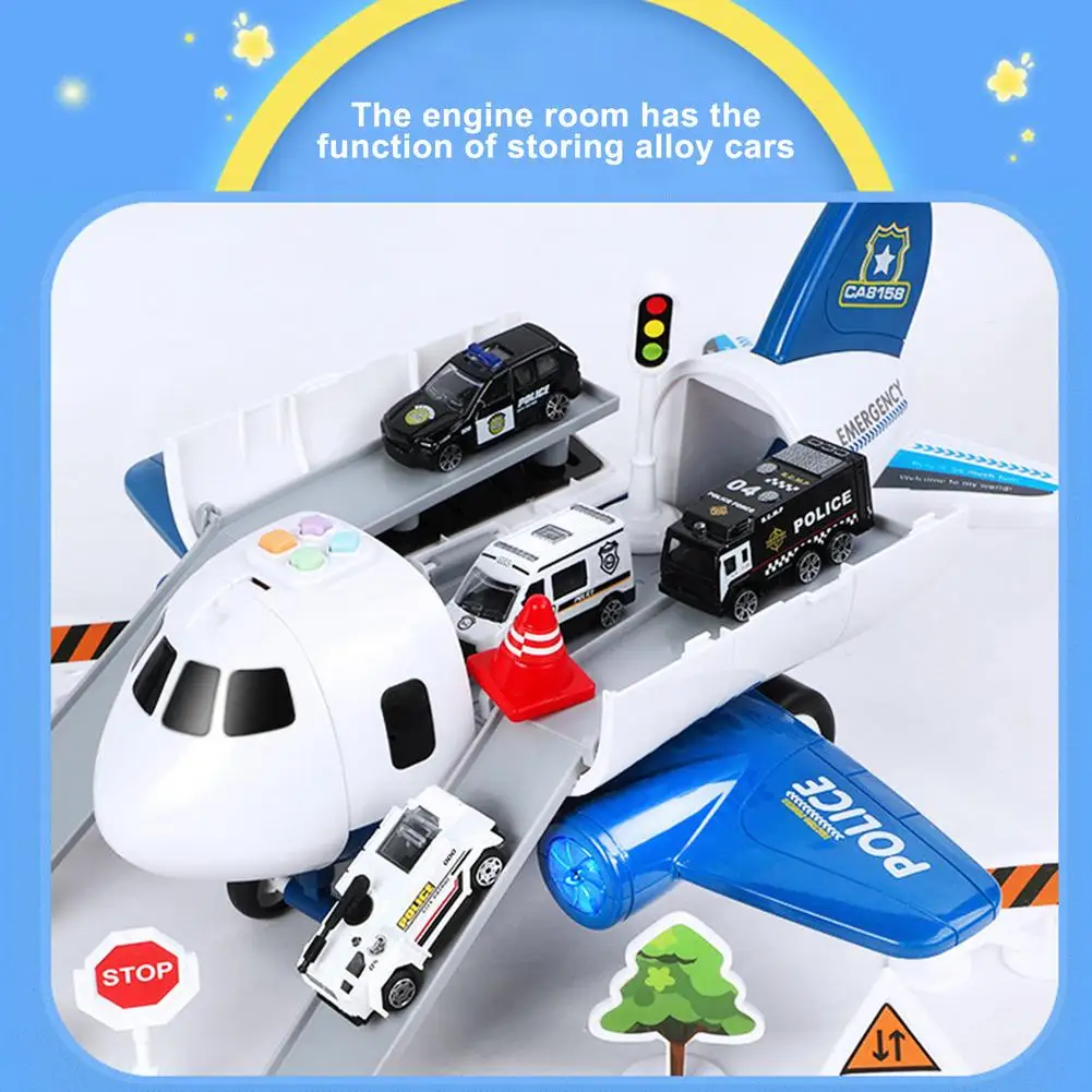 Набор игрушек для моделирования детского самолета, Большой транспортный самолет для хранения с корпусом из сплава, маленький автомобиль, вертолет, грузовик Изображение 2
