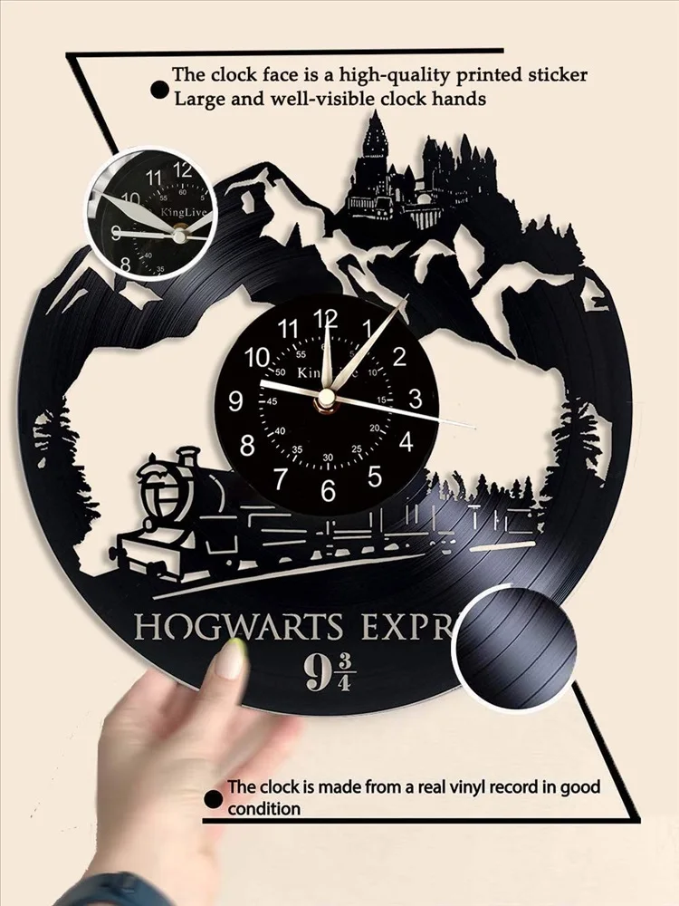 Настенные часы с виниловой пластинкой Hogwarts-Express со светодиодной подсветкой 12 