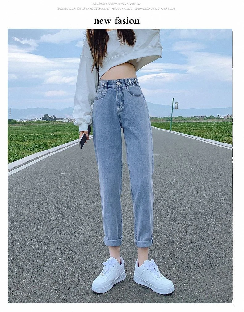 Новые весенние джинсы Harlan 2023, женские свободные широкие брюки с прямыми штанинами, дымовая трубка, брюки для папы с высокой талией Изображение 3