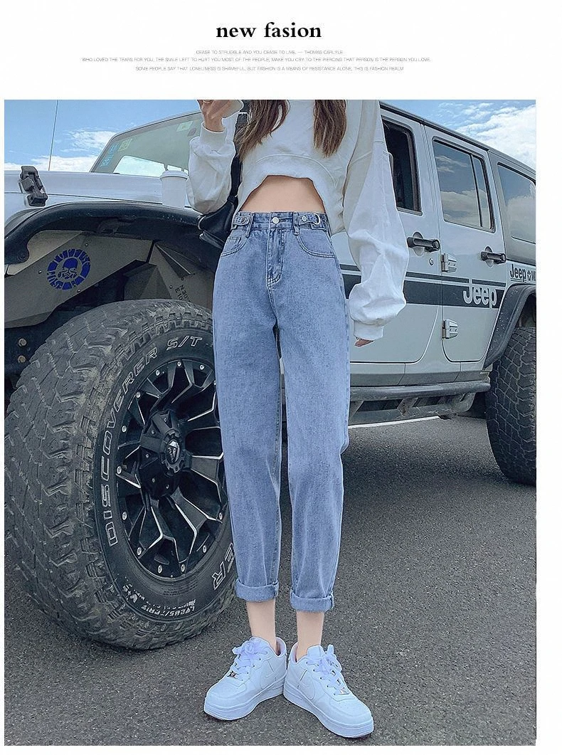 Новые весенние джинсы Harlan 2023, женские свободные широкие брюки с прямыми штанинами, дымовая трубка, брюки для папы с высокой талией Изображение 4