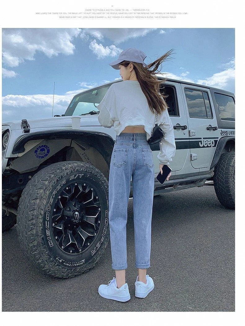 Новые весенние джинсы Harlan 2023, женские свободные широкие брюки с прямыми штанинами, дымовая трубка, брюки для папы с высокой талией Изображение 5