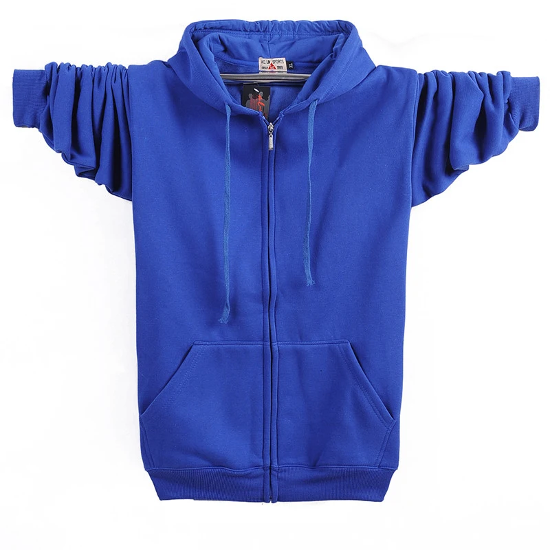 Осенне-зимняя модная свободная толстовка с капюшоном из 95% хлопка, женская бархатная длинная куртка на молнии для бойфренда, синяя Изображение 0