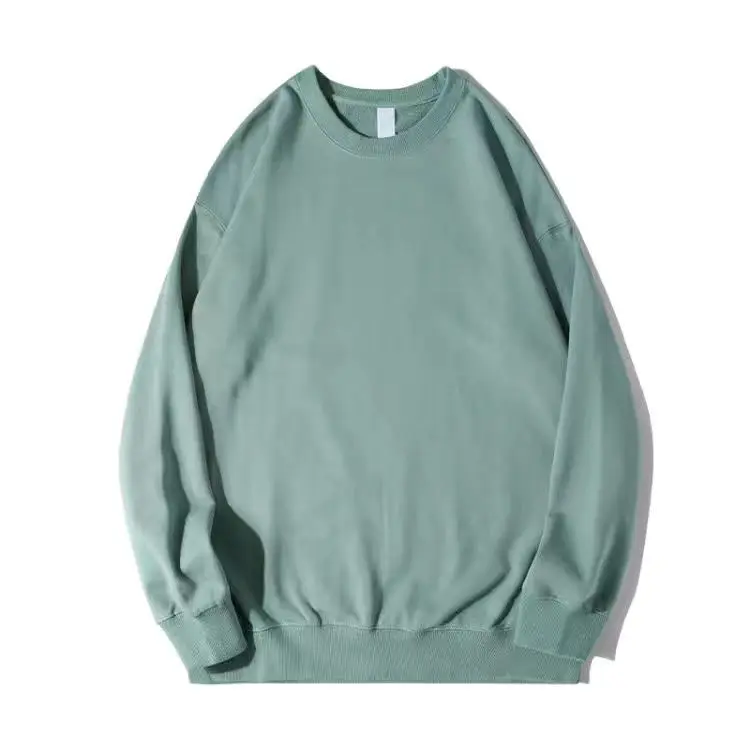 Осенняя толстовка Модная Matcha Green, 420 г, тяжелый свитер с круглым вырезом, мужской однотонный топ, уличная одежда, женская одежда Изображение 3