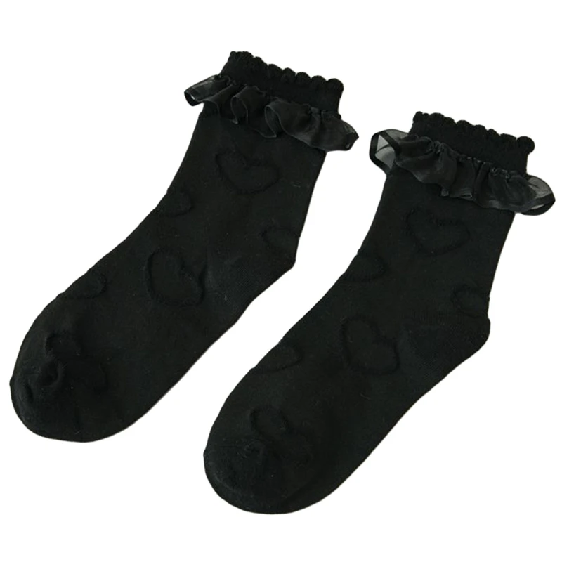Повседневные носки с оборками и цветочным рисунком, новинка, Женские носки-лодыжки, носки 