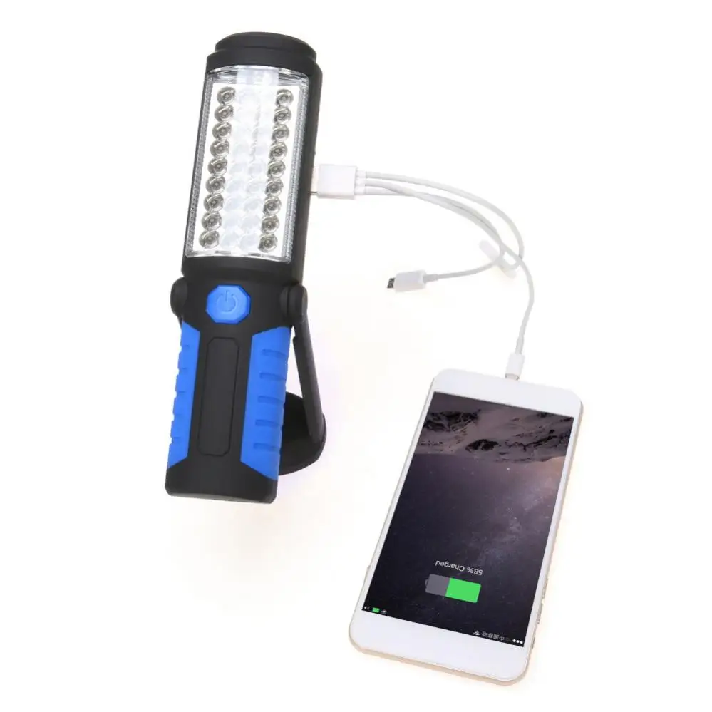Супер яркая USB-зарядка 36 + 5 светодиодных фонариков, рабочий свет, Магнитный + крючок + мобильное питание для телефона, кемпинга на открытом воздухе Изображение 4