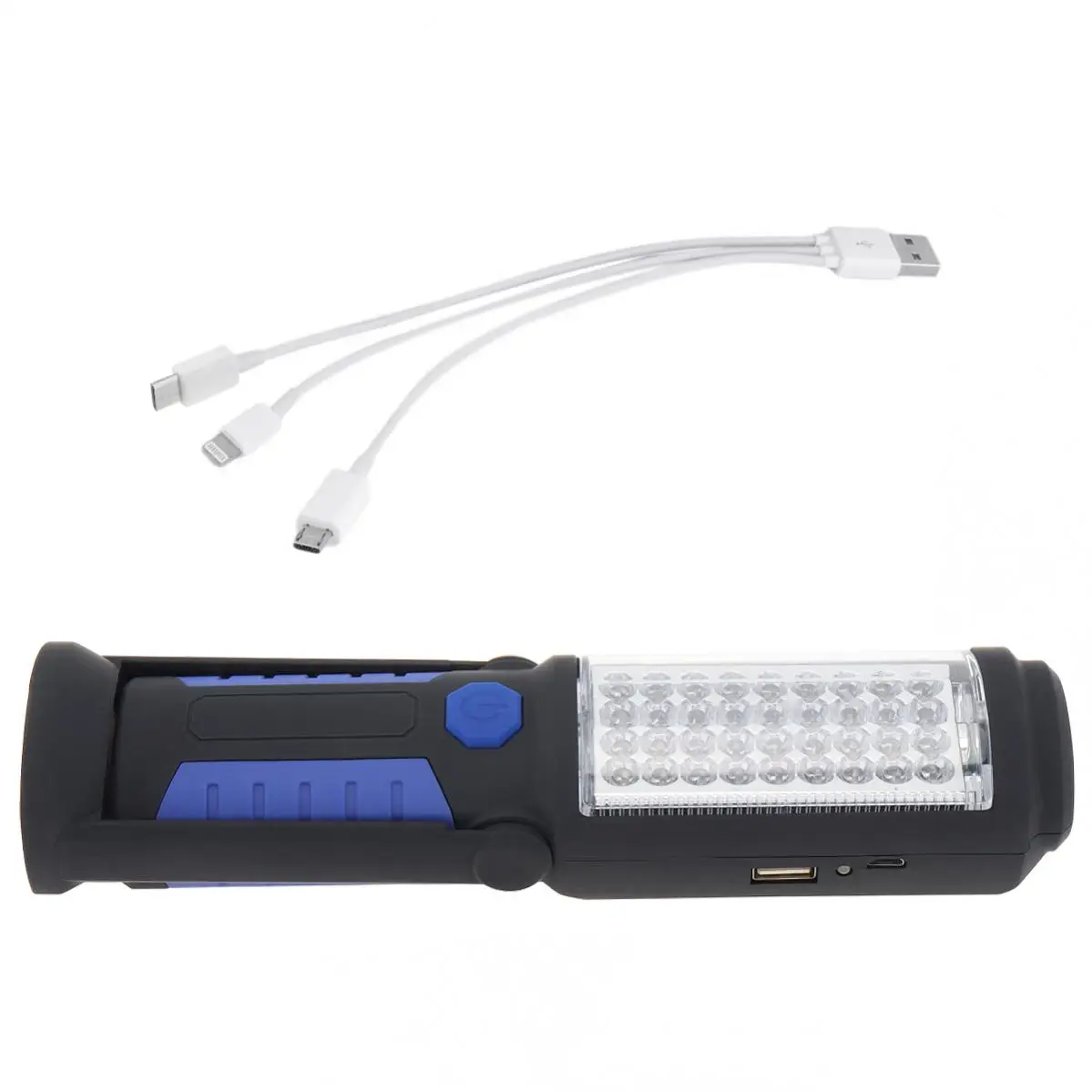 Супер яркая USB-зарядка 36 + 5 светодиодных фонариков, рабочий свет, Магнитный + крючок + мобильное питание для телефона, кемпинга на открытом воздухе Изображение 5