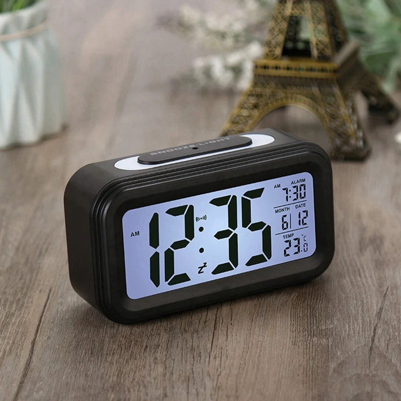 Цифровой будильник, будильник со светодиодной подсветкой, бесшумные дорожные часы Aalarm с батарейным питанием Изображение 1