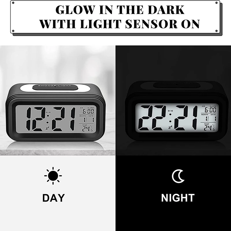 Цифровой будильник, будильник со светодиодной подсветкой, бесшумные дорожные часы Aalarm с батарейным питанием Изображение 3