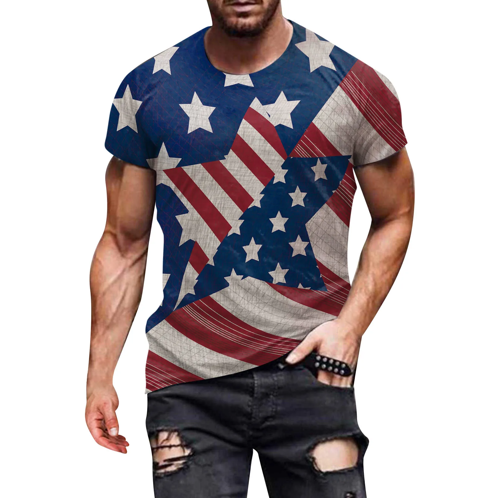 Цифровые модные 3D короткие мужские повседневные летние рубашки Independence, Футболки с круглым вырезом, повседневные мужские футболки с принтом Изображение 4